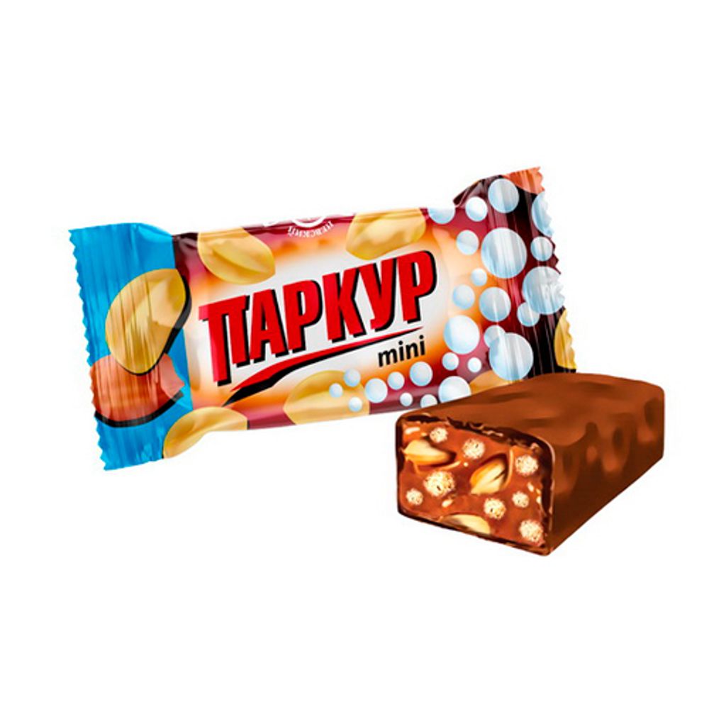 Конфеты глазированные  Паркур mini карамель с арахисом мюсли фас 1кг шт