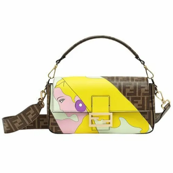 Сумка Fendi из глянцевой ткани FF со вставкой