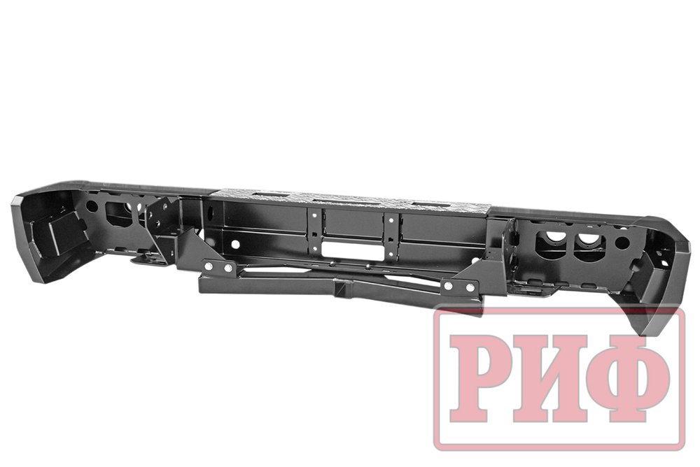 Бампер задний Toyota Tundra 2007-09.2013 с площадкой под лебёдку,квадратом под фаркоп и фонарями РИФ