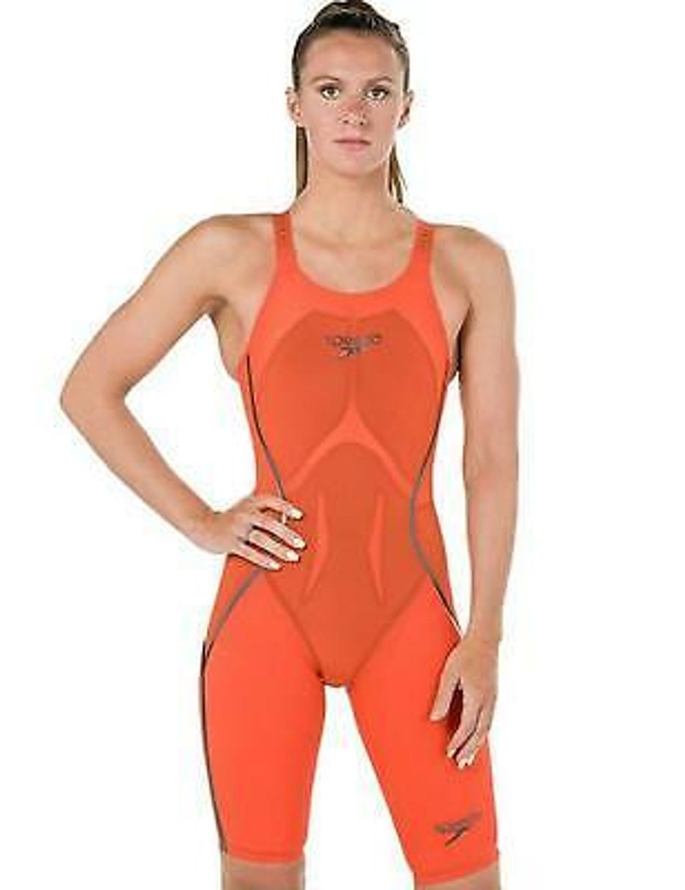 (2018) Стартовый костюм SPEEDO FASTSKIN LZR RACER X Closedback Kneeskin orange/black ПОД ЗАКАЗ