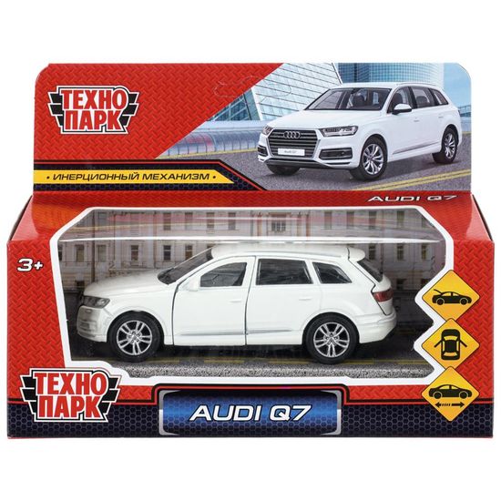 Машина металл AUDI Q7 длина 12 см, двер, багаж, инер, белый, кор. Технопарк