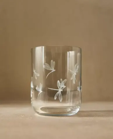 ZARA HOME СТАКАН С РИСУНКОМ «СТРЕКОЗА», БЕЛЫЙ