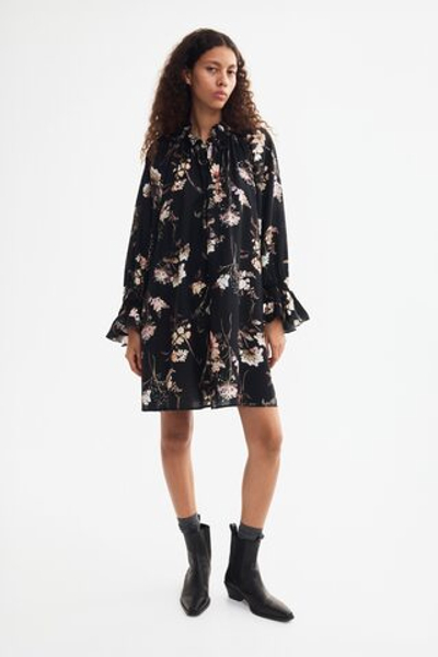 Платье-туника с поясом — Чёрный/С цветочным узором — H&M 1352094
