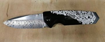 Складной нож Hogue "Elishewitz EX-02 Skull" HG/34259DWS c клинком из стали Damascus, рукоять ABS-пластик