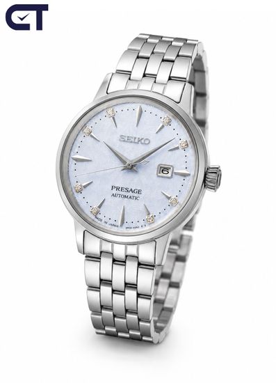 Seiko SRE007J1 Presage Cocktail Time женские наручные часы — Skydiving Diamond Twist с голубым циферблатом
