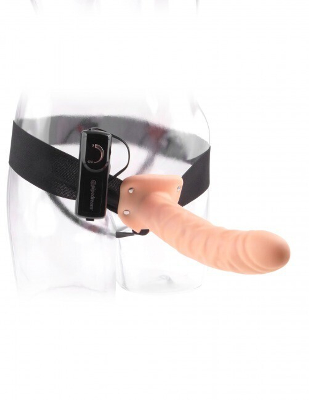 Фаллопротез с вибрацией 8''Vibrating Hollow Strap-On (Цвет: телесный)