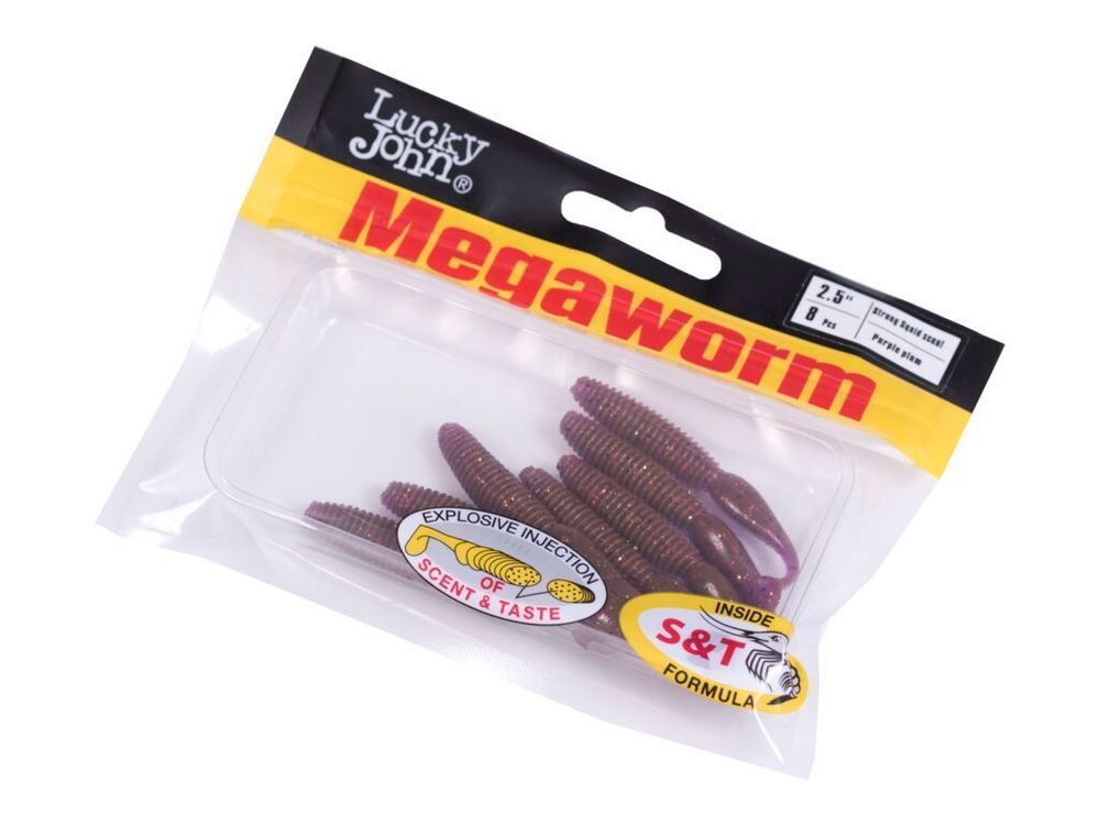 Мягкая съедобная приманка Lucky John MegaWorm 3in (76 мм ), цвет S13, 7шт/уп