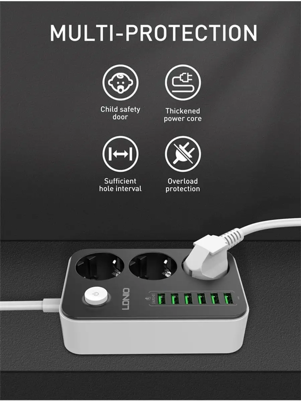 Удлинитель сетевой фильтр с  6 USB