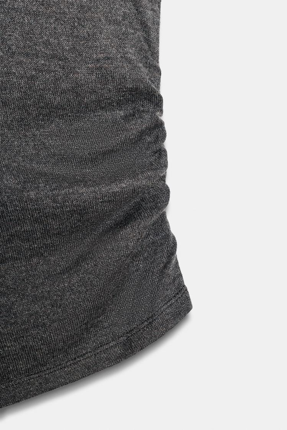 ZARA ТОП С ВОРОТНИКОМ-СТОЙКОЙ, МЯГКИЙ СЕРЫЙ