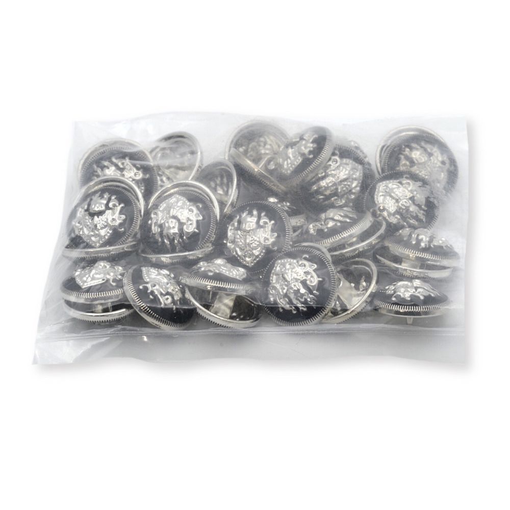 Пуговицы металл на ножке 28L=18 мм, (Black/S черный с серебром), 36 шт, ME 645