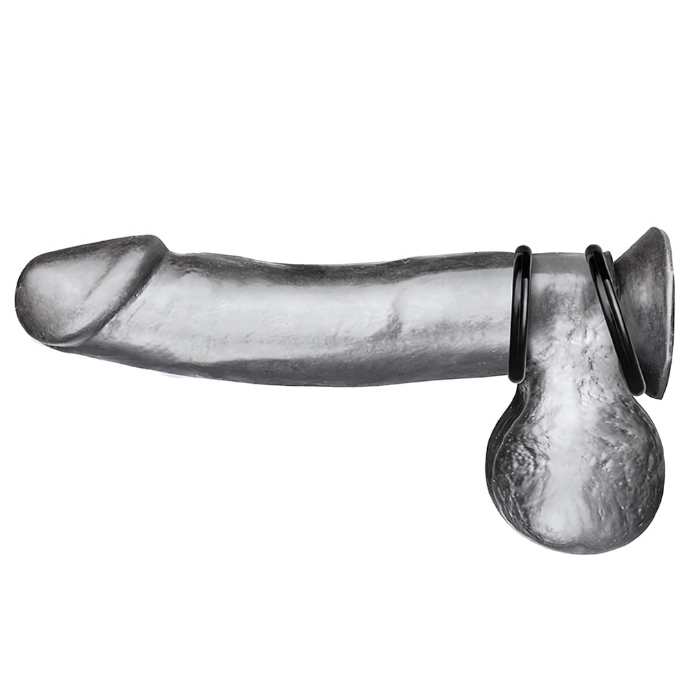 Набор из двух черных силиконовых колец разного диаметра SILICONE COCK RING SET (Цвет: черный)