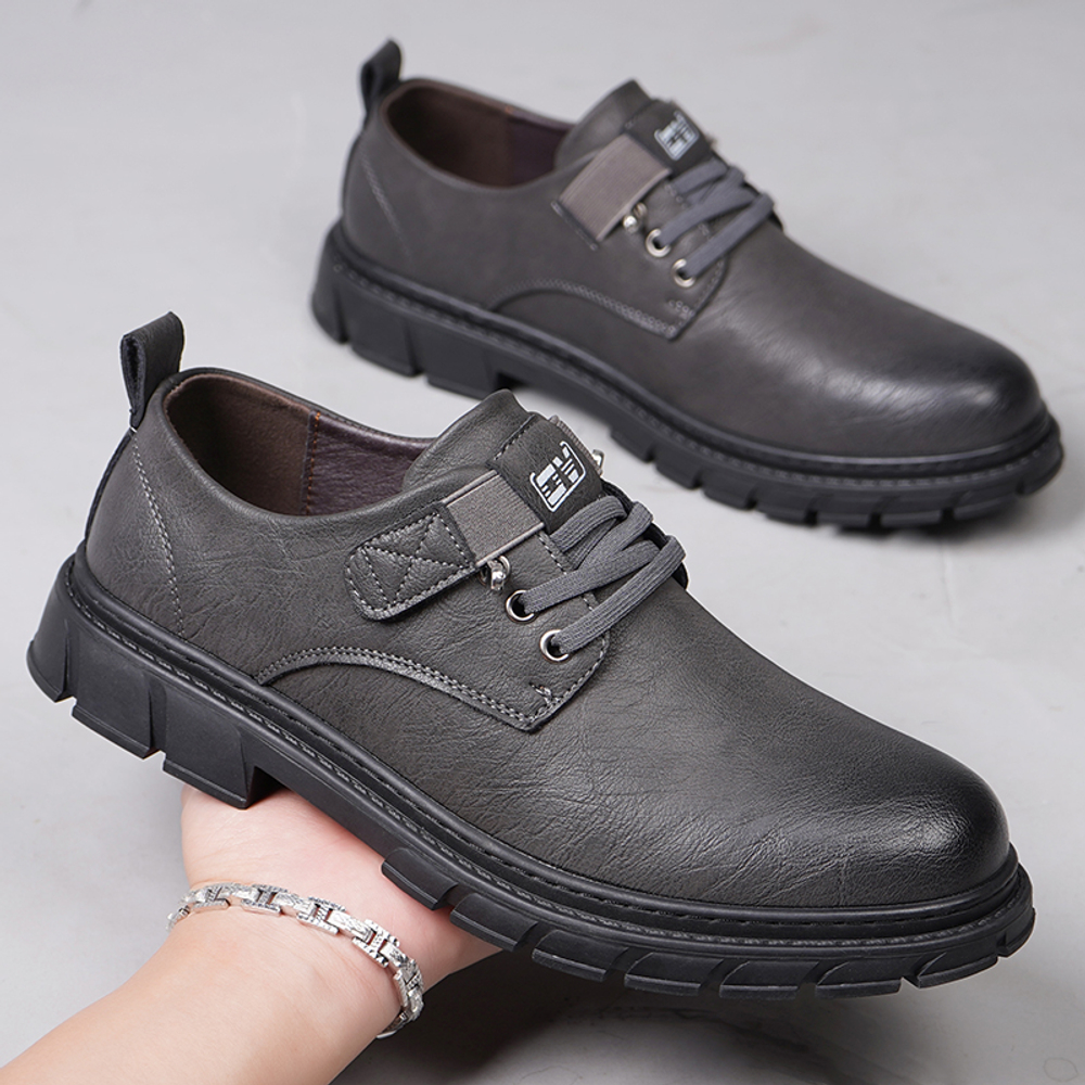 EGCHI Cow Split Leather Casual Shoes Men"s Black