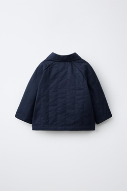 ZARA СТЕГАНАЯ КУРТКА С НАШИВКОЙ, СИНИЙ/ИНДИГО
