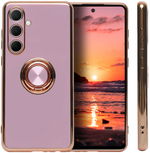 Стильный глянцевый чехол для SAMSUNG GALAXY A35 с кольцом-подставкой и бархатной подкладкой