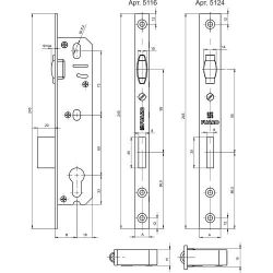 Корпус узкопрофильного замка с роликовой защелкой FUARO 5116-35 /26435/
