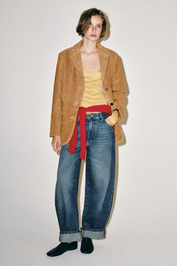 ZARA ДЖИНСЫ BALLOON CUFFED СО СРЕДНЕЙ ПОСАДКОЙ — ZW COLLECTION, СИНИЙ
