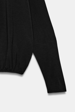 ZARA ФУТБОЛКА С ЭЛАСТИЧНЫМ НИЗОМ, ЧЕРНЫЙ