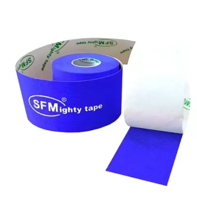 Лента кинезиологическая SFM Plaster на хлопковой основе 5х500 см в диспенсере с логотипом синий