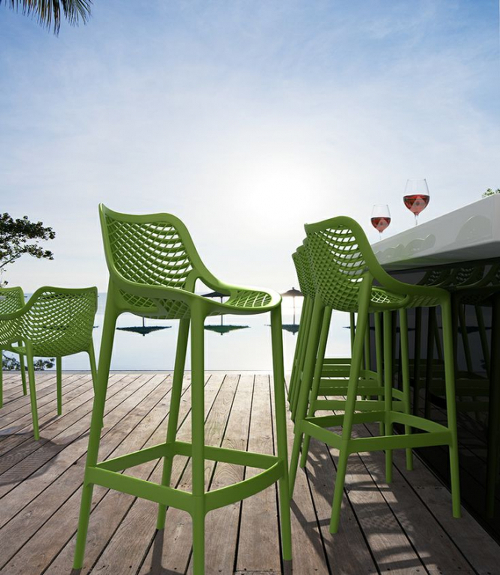 Стул пластиковый полубарный Siesta Contract Air Bar 65, зеленый