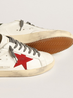 Men's Super Star with red suede star and green leather heel tab