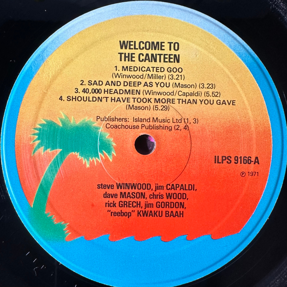 Traffic ‎– Welcome To The Canteen (Англия)