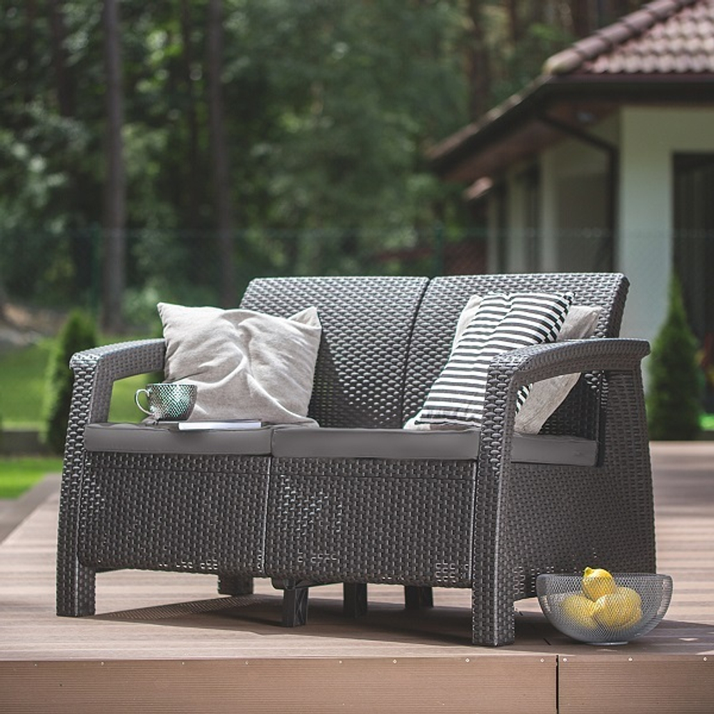 Диван садовый Keter Corfu II Love Seat brown