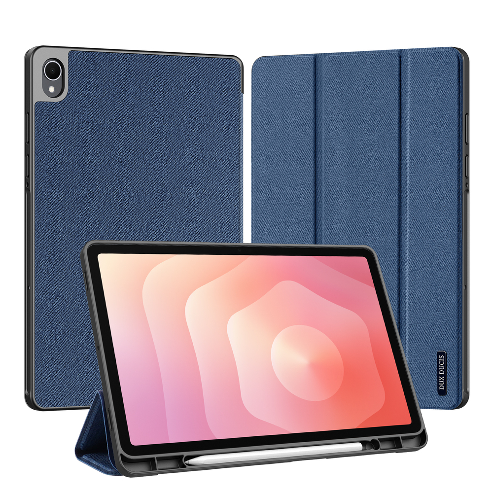 Чехол книжка синего цвета для планшета Samsung Galaxy Tab S11, серия Domo Series (с держателем для S Pen и функцией автоматического перехода в спящий режим) от Dux Ducis