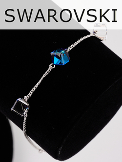 Браслет Миражи с синими кристаллами-хамелеонами Swarovski