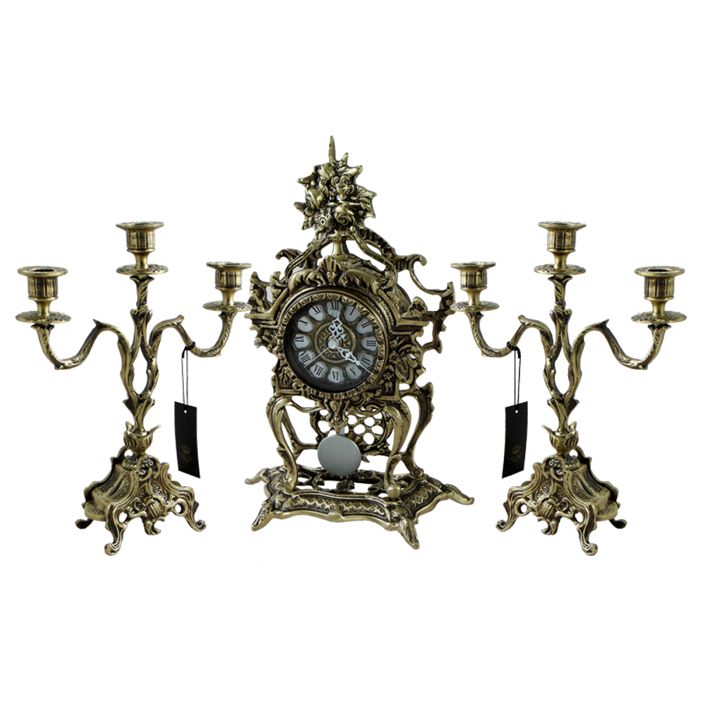 Bello De Bronze Каминные часы с маятником с канделябрами "Лето", "антик"