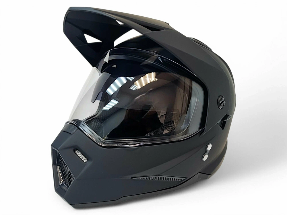 Шлем KIOSHI Fighter 802 мотард с очками (Матовый черный, XL)