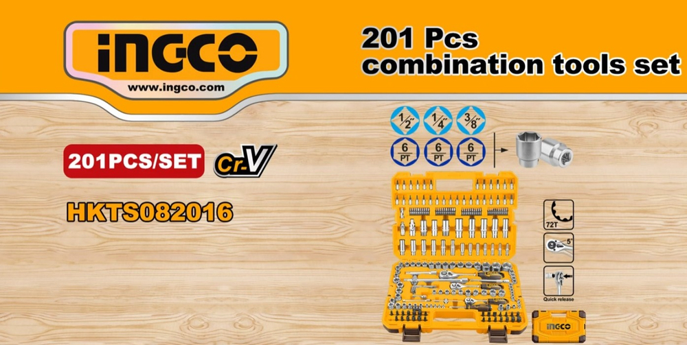 Набор инструмента для авто INGCO HKTS082016 INDUSTRIAL 201 предметов