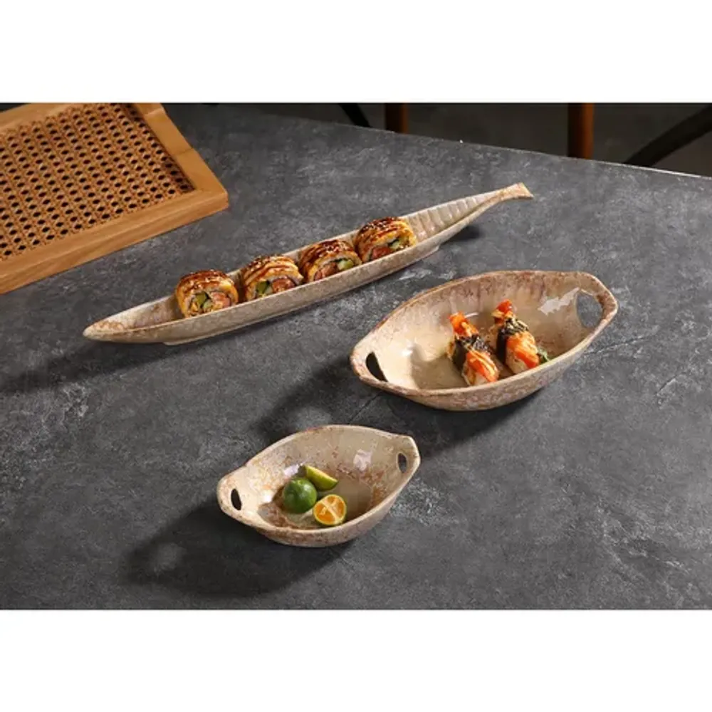 Блюдо овальное 16*10,5 см h4 см 140 мл для закусок Pearl Sea Stone с ручками Frutti di Mare P.L. [4]
