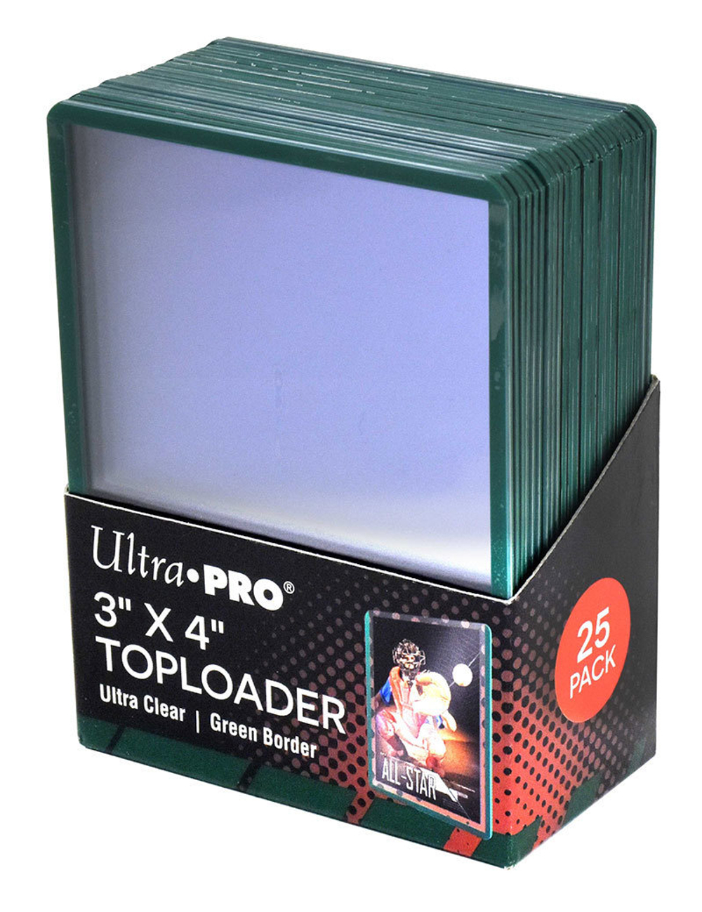 Ultra Pro - Жесткие прозрачные протекторы с зелеными краями (toploader)