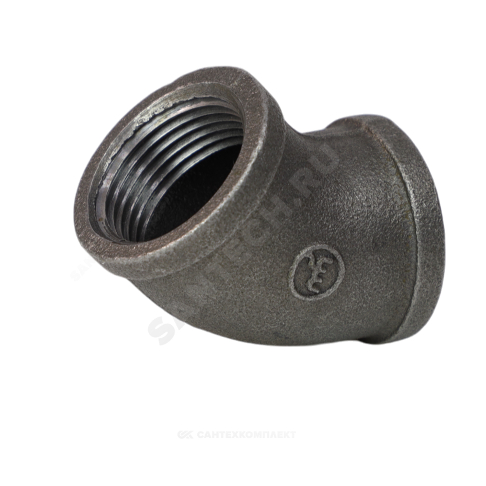 Угольник чугун Ду 20 (3/4") ВР/ВР 45гр Fittex PLUS