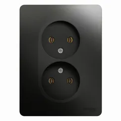Розетка двойная без заземления Systeme Electric Glossa Антрацит GSL000720