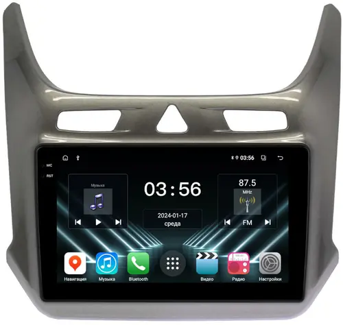 Магнитола для Chevrolet Cobalt 2011+, Ravon R4 (рамка серый глянец) - FarCar S280 монитор 9.5" IPS на Android 13, CarPlay