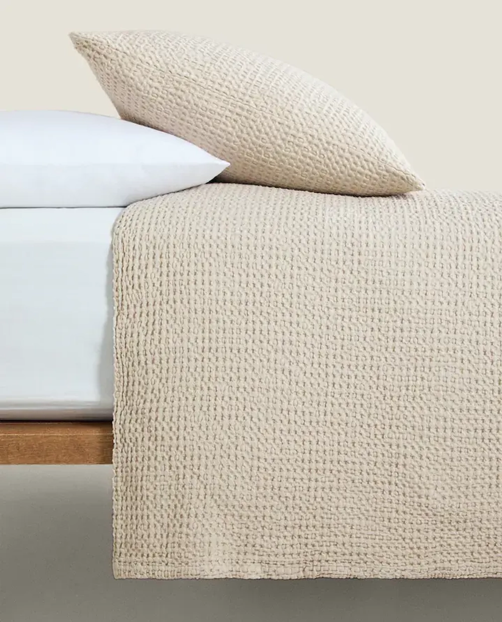 ZARA HOME ВАФЕЛЬНОЕ ПОКРЫВАЛО, СЕРЫЙ