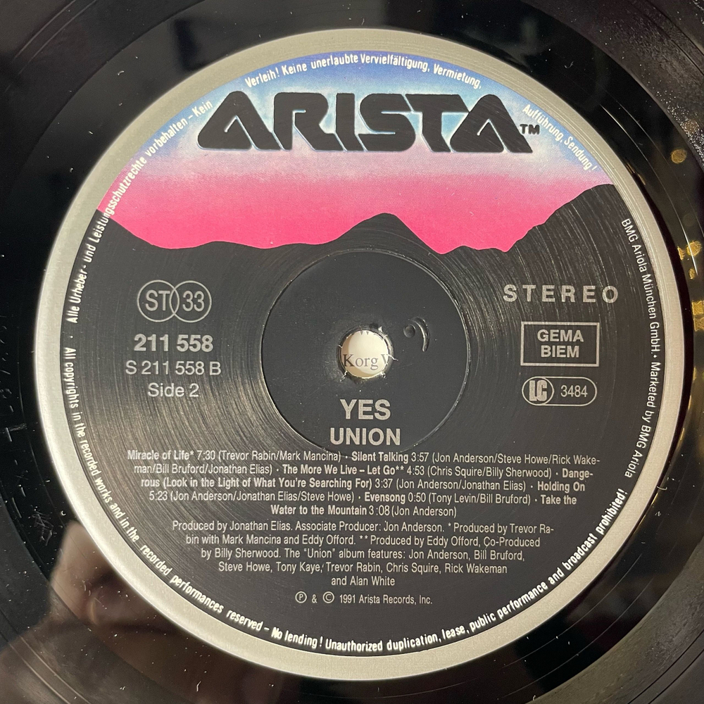 Винтажная виниловая пластинка LP Yes Union (Германия 1991)