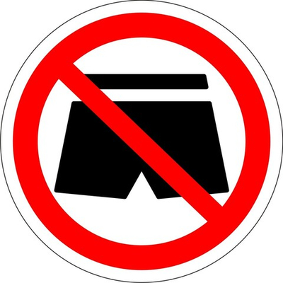 Знак "Вход в шортах запрещен"