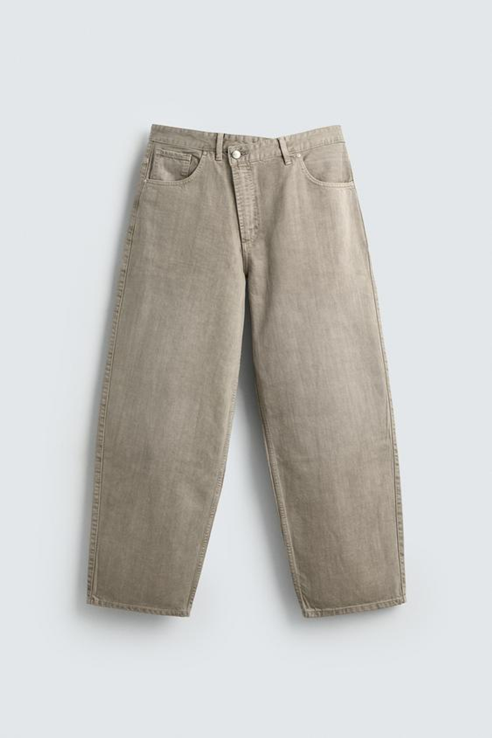 ZARA БРЮКИ RELAXED FIT С ПЕРЕКРЕСТНОЙ ЗАСТЕЖКОЙ, СВЕТЛО-СЕРЫЙ
