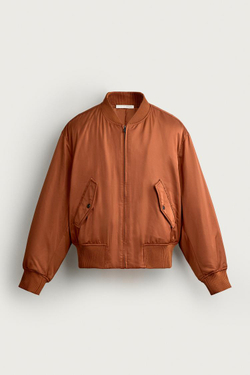 ZARA УТЕПЛЕННЫЙ БОМБЕР, ОРАНЖЕВЫЙ