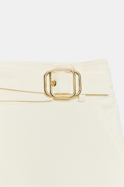 ZARA РАСКЛЕШЕННЫЕ БРЮКИ С ПРЯЖКОЙ, ЭКРЮ