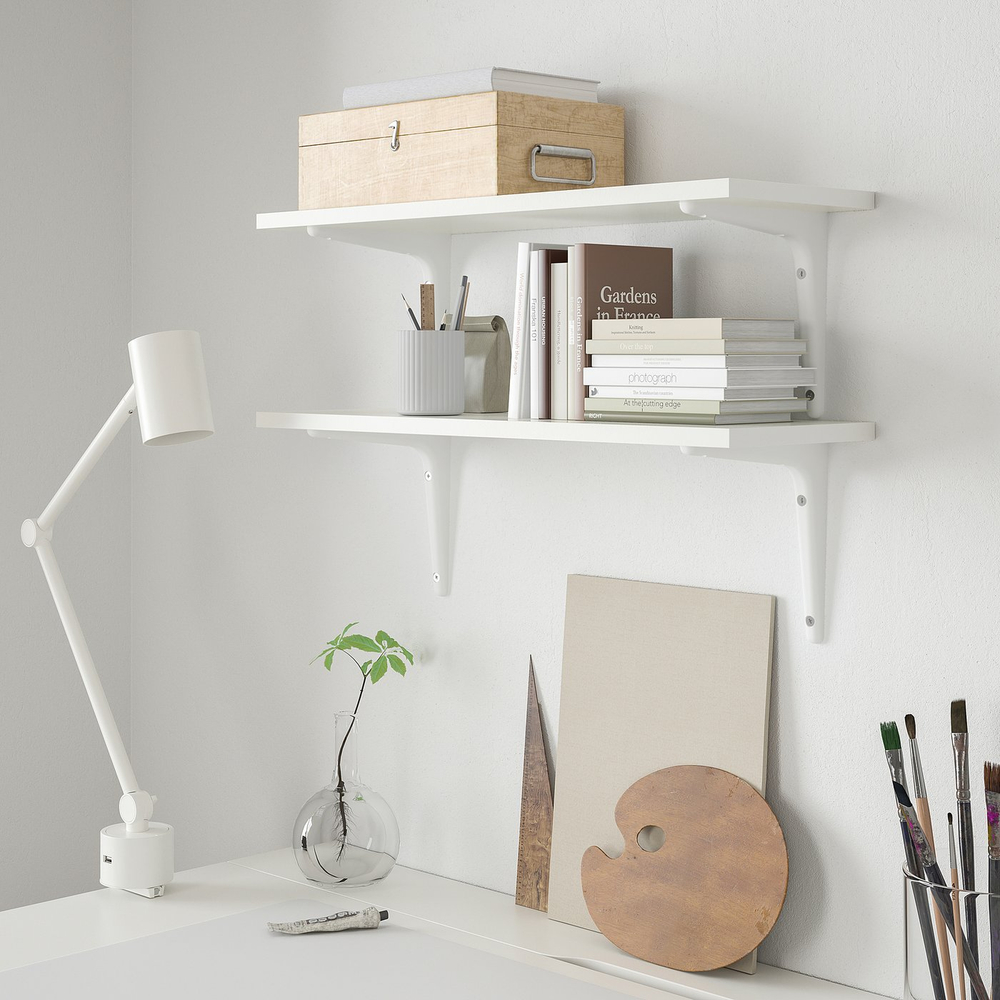 IKEA BURHULT  (ИКЕА БУРХУЛТ)  -  / SIBBHULT Полка настенная комбинация - белый/белый 59x20 см