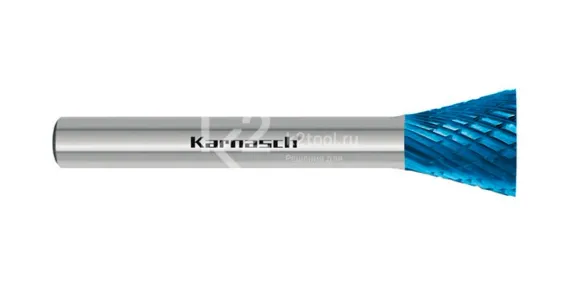 Борфреза твердосплавная Karnasch форма N (перевернутый конус), 3х5х3х38 мм, универсальная насечка HP-3, покрытие Blue-Tec, арт. 11.5096-005
