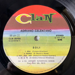 Винтажная виниловая пластинка LP Adriano Celentano Soli (Италия 1979) Плохое Состояние (VG)