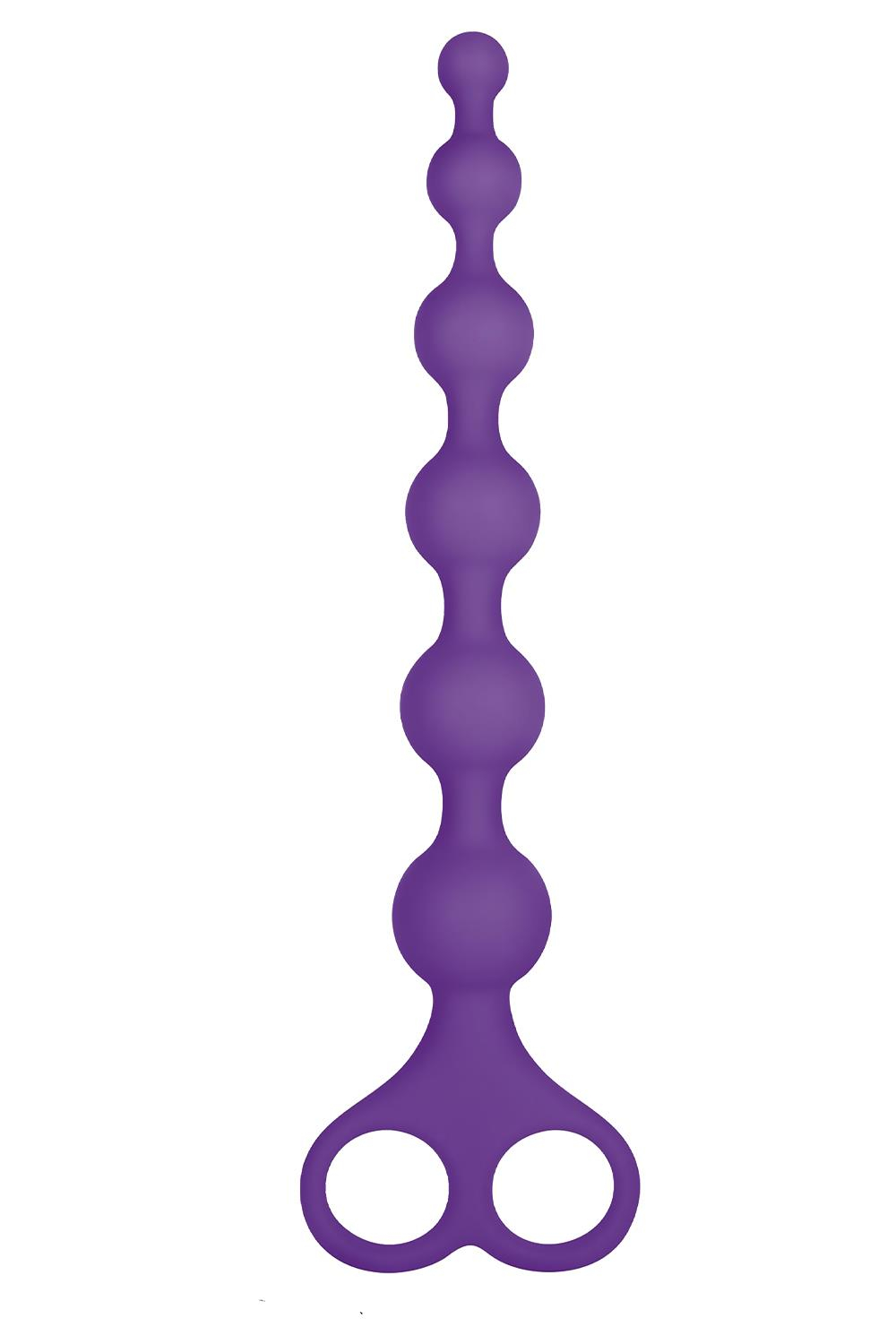 Фиолетовая анальная цепочка 8 Inch Ribbed Silicone Anal Beads - 26 см. (Цвет: фиолетовый)