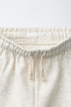 ZARA ОДНОТОННЫЕ БРЮКИ-ДЖОГГЕРЫ С НАШИВКОЙ, ЭКРЮ/МЕЛАНЖ