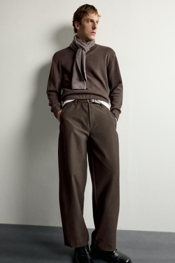 ZARA БРЮКИ BALLOON FIT, КОРИЧНЕВЫЙ