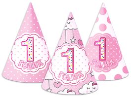 Колпак  1 Годик  девочка  8 шт., 16 см