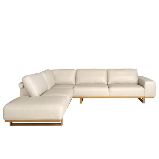 Угловой диван с левым шезлонгом 6204/5603-L-T541011 Angel Cerda из песочной кожи